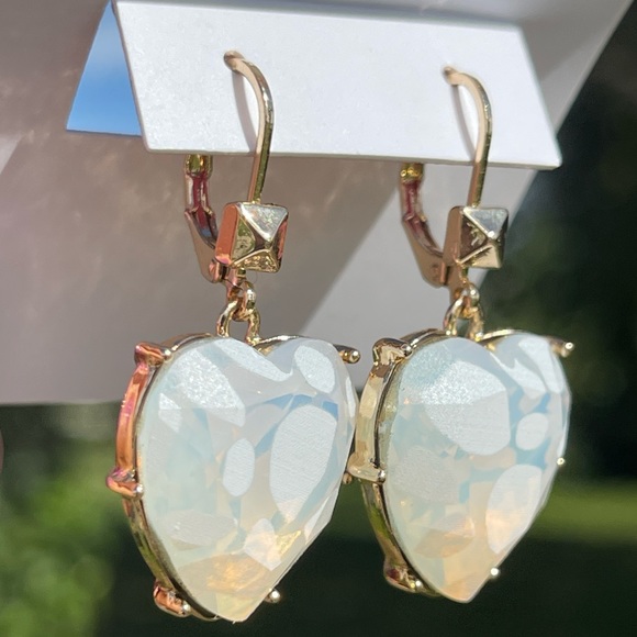 BETSEY JOHNSON Leopard Heart Lever Back Earrings - Picture 1 of 12